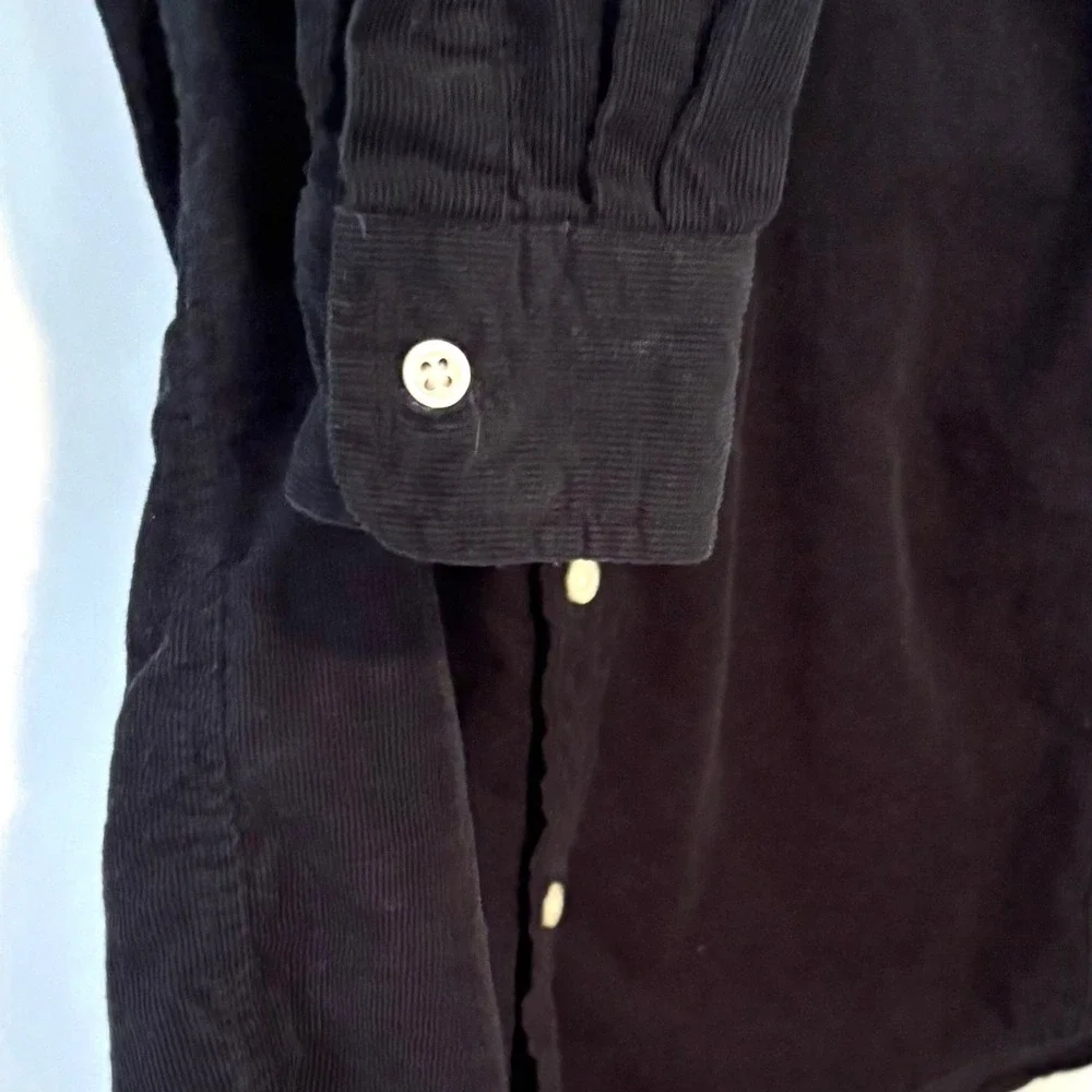 Ralph Lauren Boy's Black Cotton Corduroy Long Sleeved Button Front Shirt Size 5